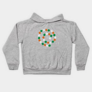 St Patricks Day Shamrock Spiral Green White Orange Kids Hoodie